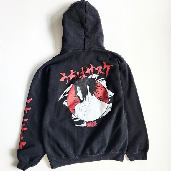 Naruto Shippuden Sasuke Sharingan Black Hoodie Anime Sweatshirt | Adult Small - Picture 3 of 9